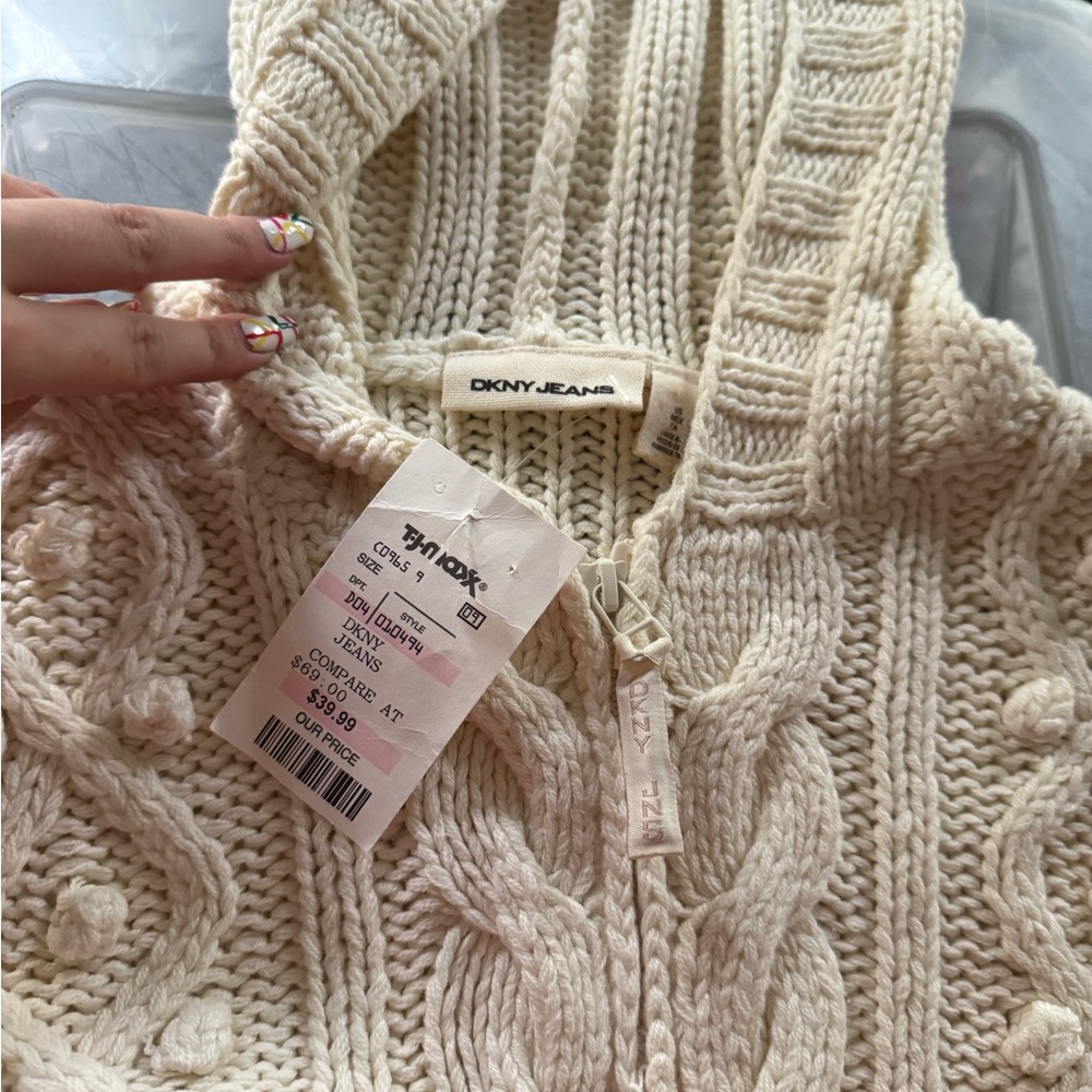 DKNY Cream Cable Knit Cardigan stylish and cuddly